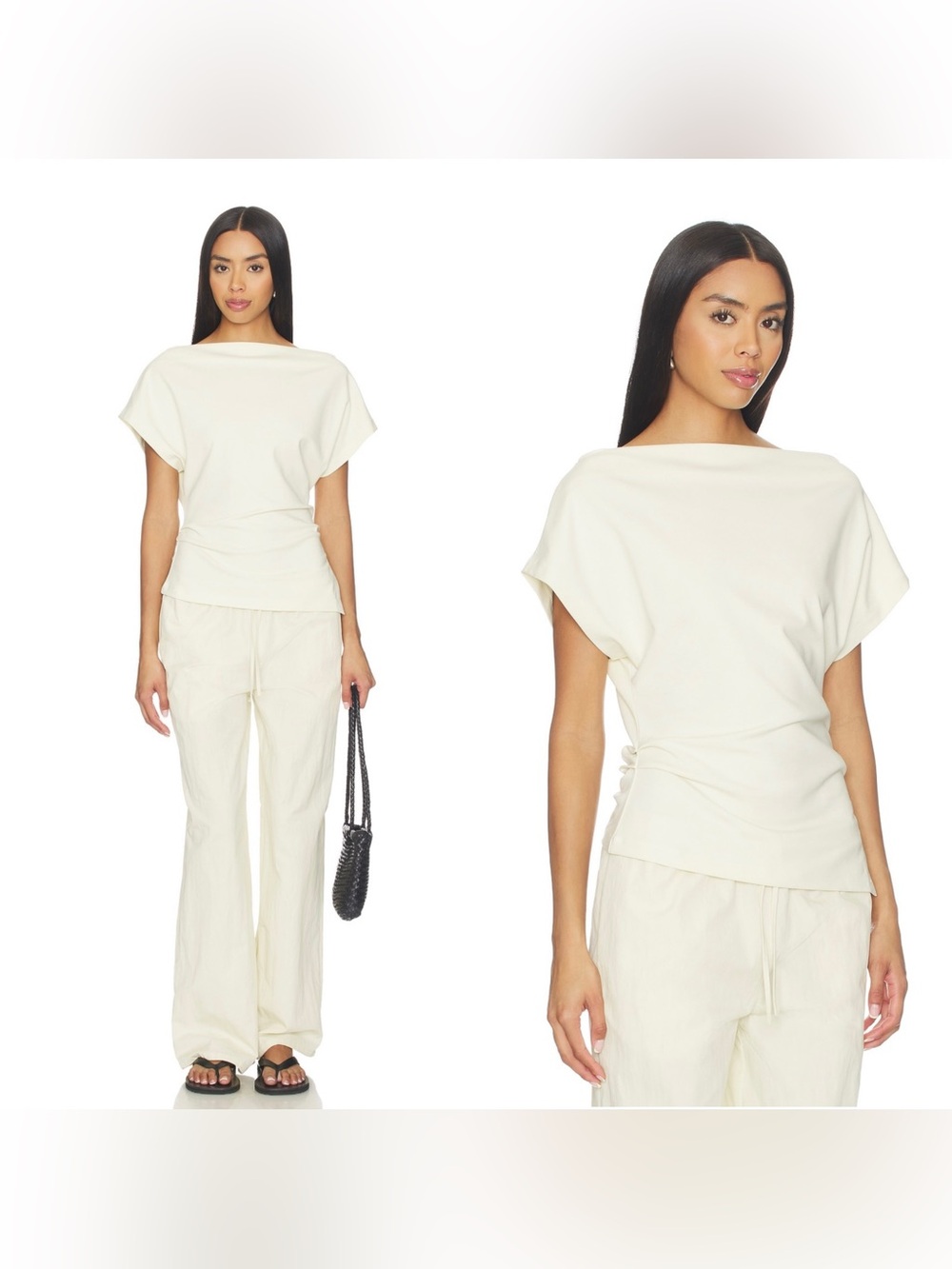 NWT CLOSED Off The Shoulder Top in Witherit Beige